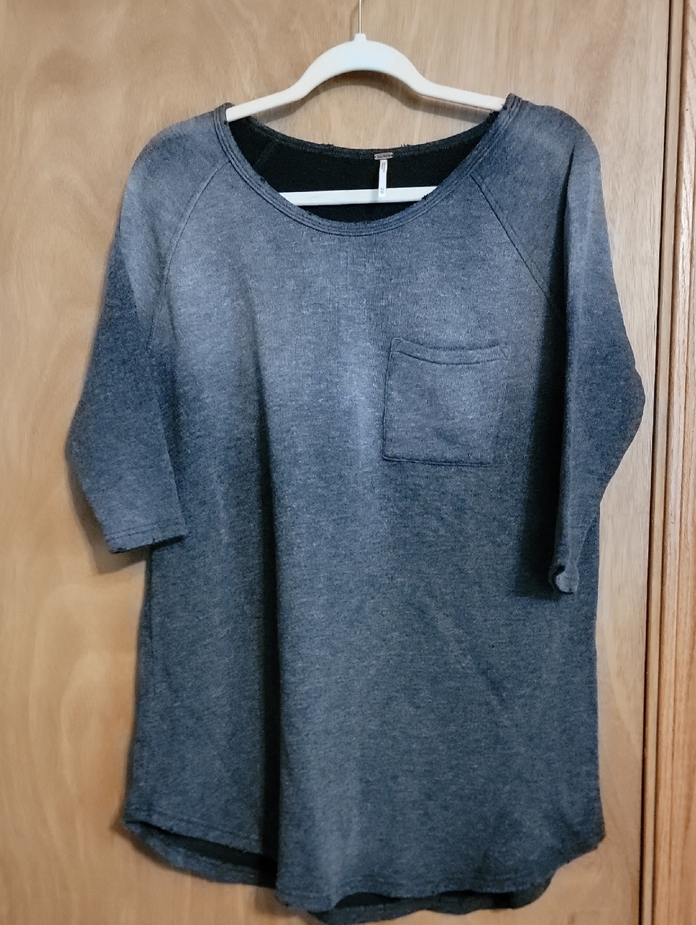 Free People Black/gray Textured Knit Crew